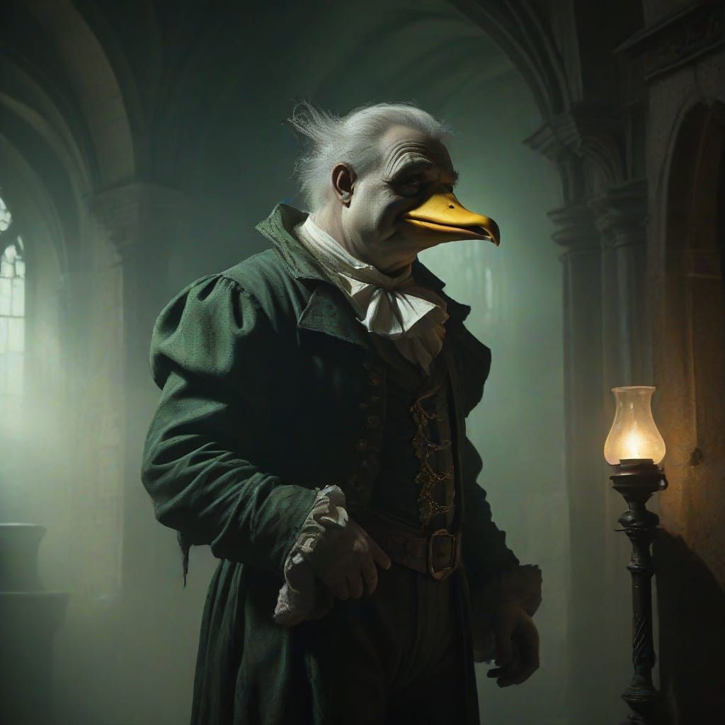 Medieval Gothic Quasimodo with Yellow Duck Beak in Haunting ...