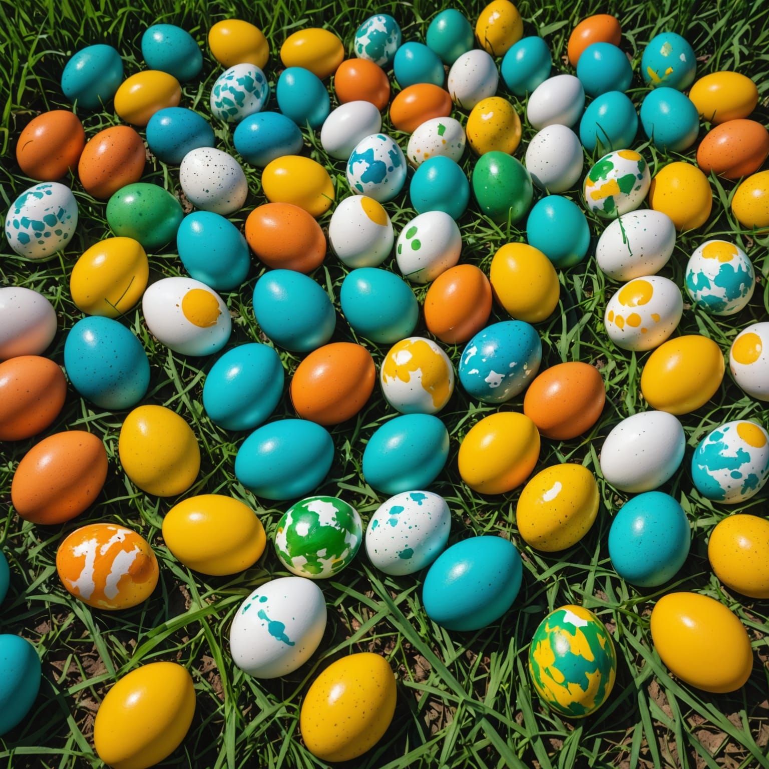 Hyperrealistic Eggs in a Vibrant Grass Field