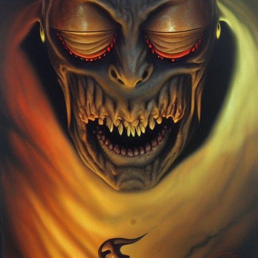 Ominous Demon Face in Oil Painting Style