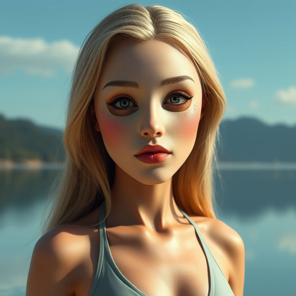 Hyperrealistic Female Mask with Blonde Hair