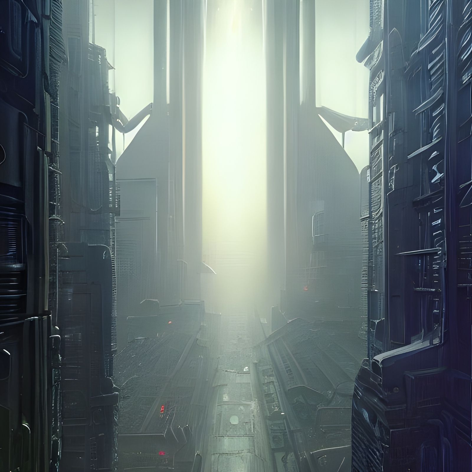 Futuristic Metropolis by Rutkowski, Knab, and Stålenhag