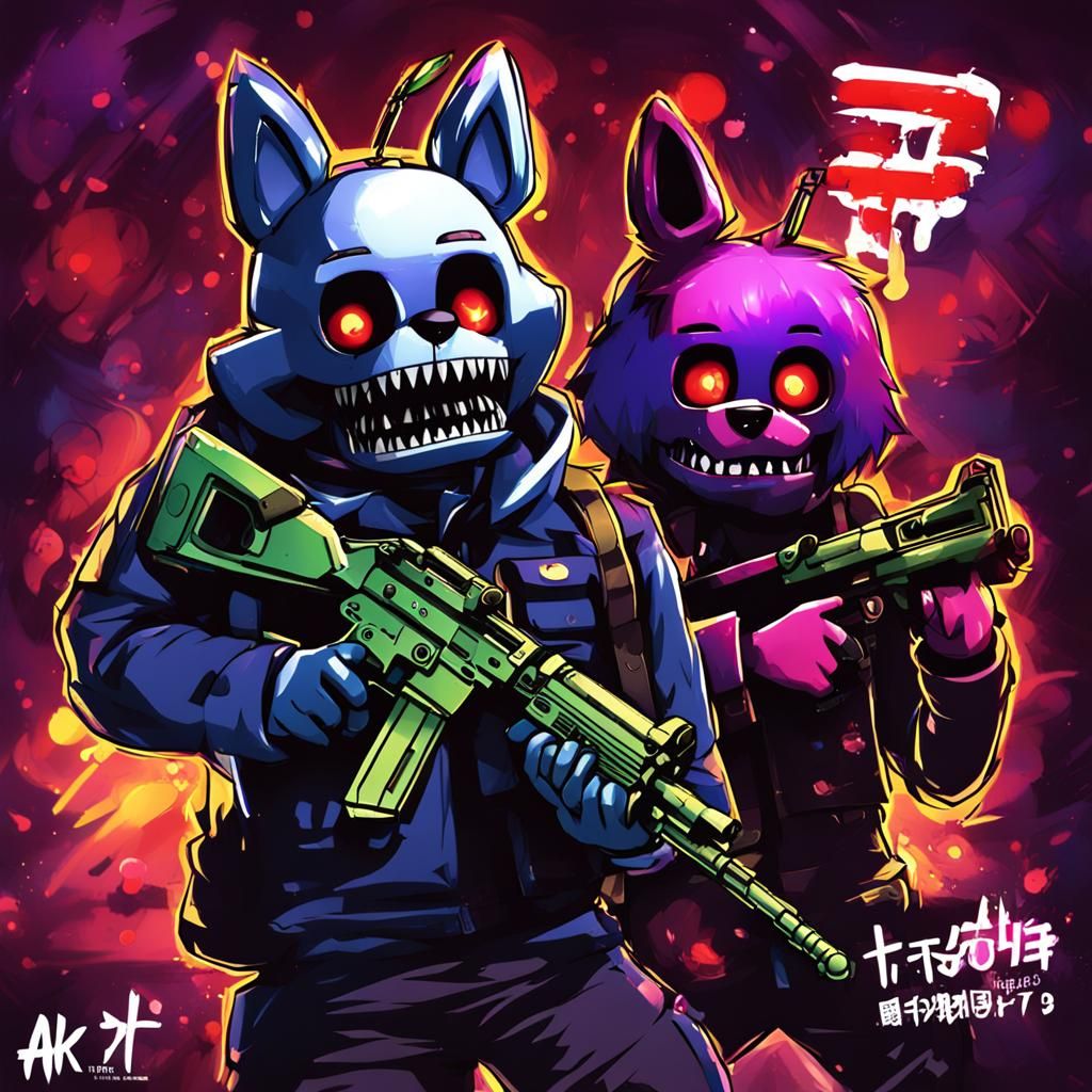 Springtrap with AK-47 in Anime Style