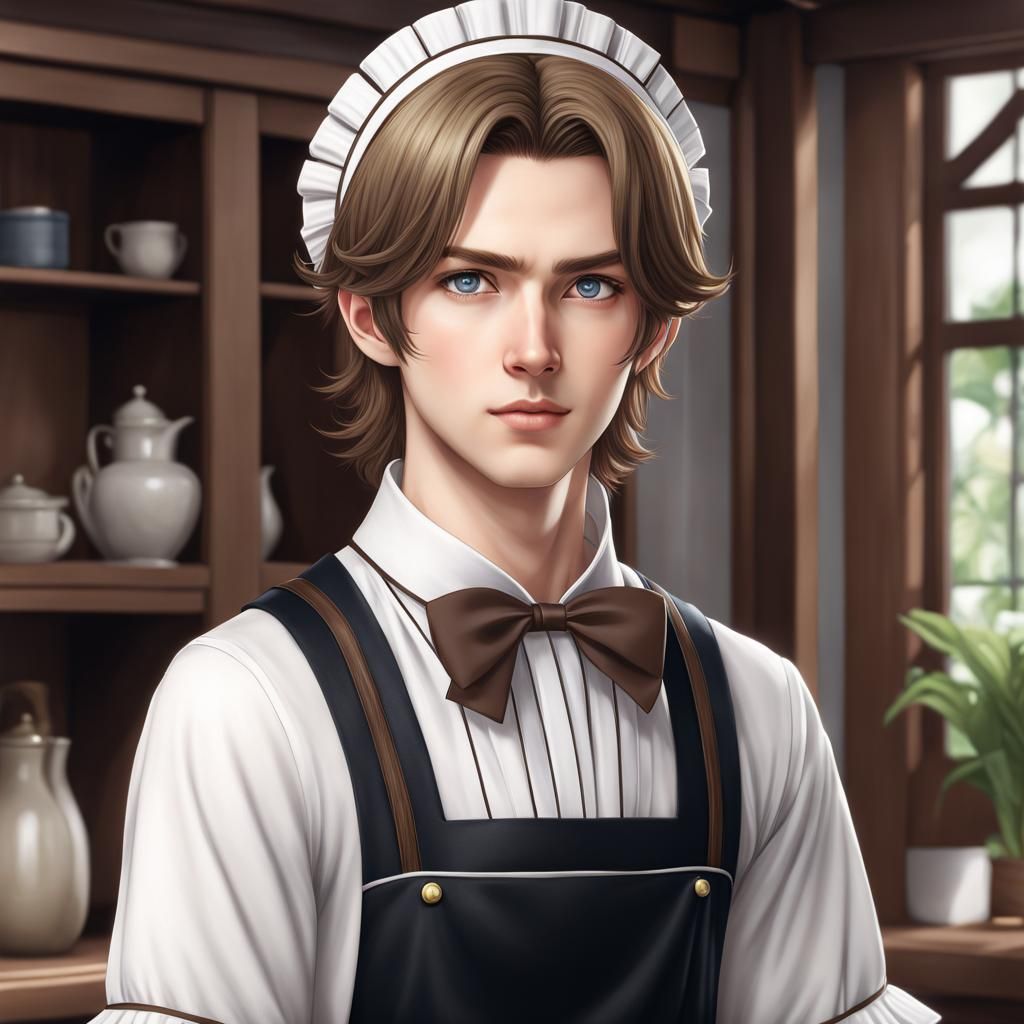Young Man in Maid Costume: Anime Style