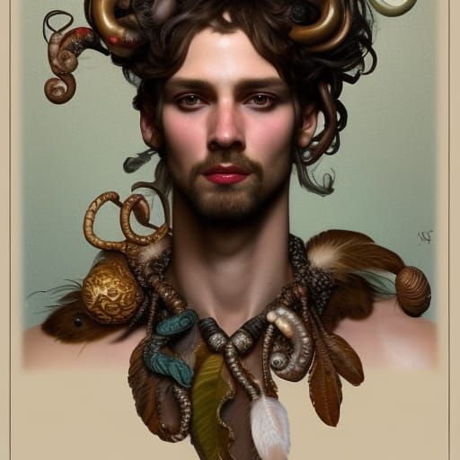 Flamboyant Satyr Portrait in Hyperdetailed Style