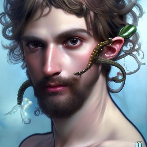 Flamboyant Satyr Portrait in Hyperdetailed Style