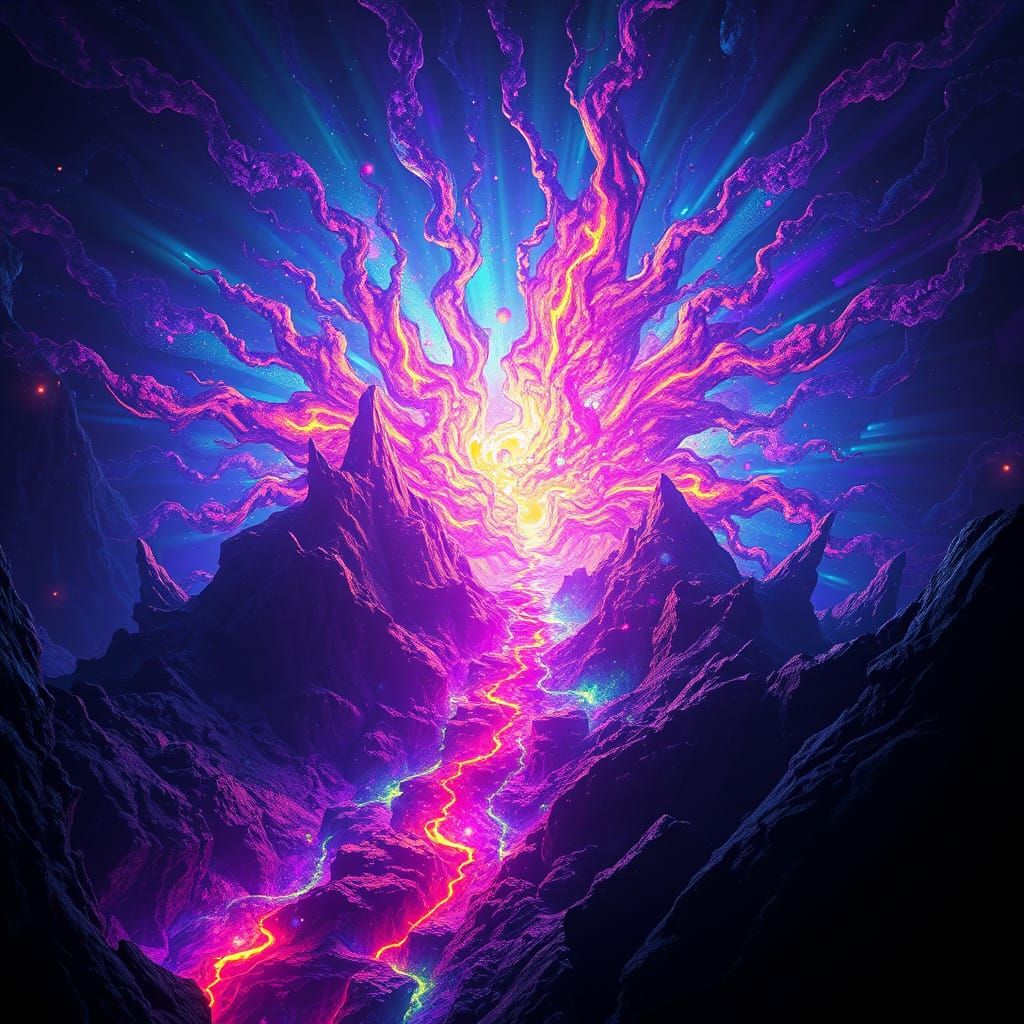 Radiant Quandangle in Vibrant, Electric Glow