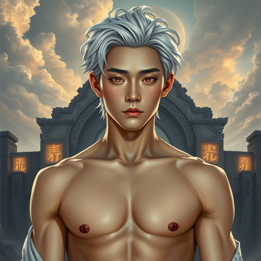 Ethereal Prince in Dreamlike Landscape