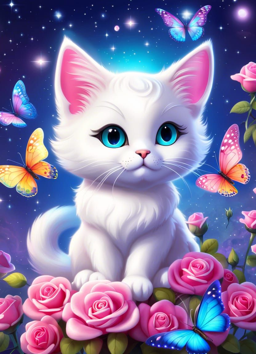 Magical Angel Cat with Butterfly Wings