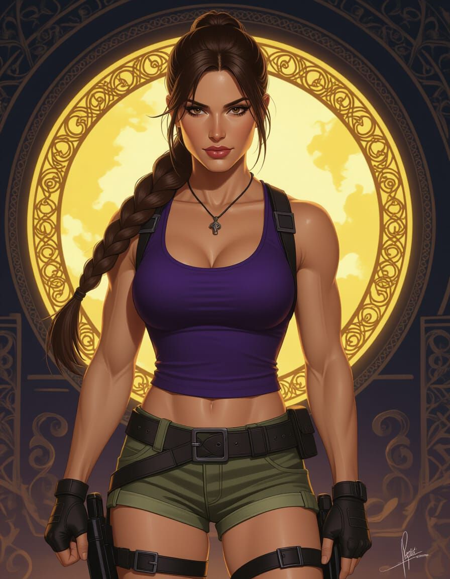 Hyperdetailed Lara Croft Concept Art in Dark Fantasy Style