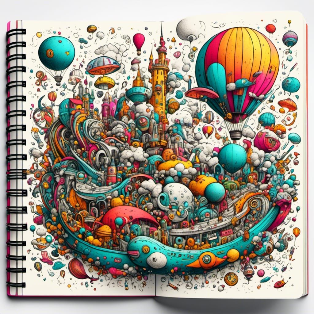Surreal Hand-Drawn Doodles in Bright Colors