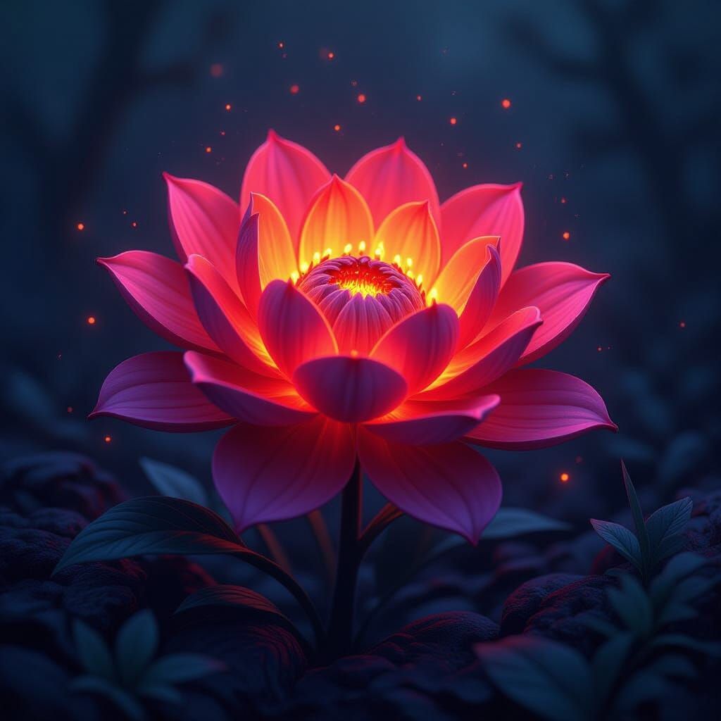 Glowing Magma Flower in Mystical Digital Painting