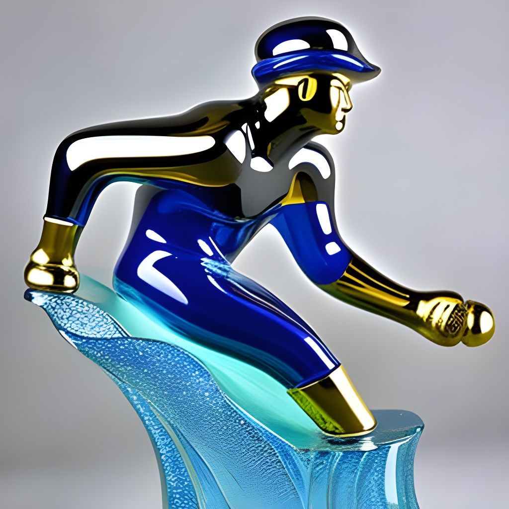 Blown Glass Sportsman Sculpture in Art Deco Style