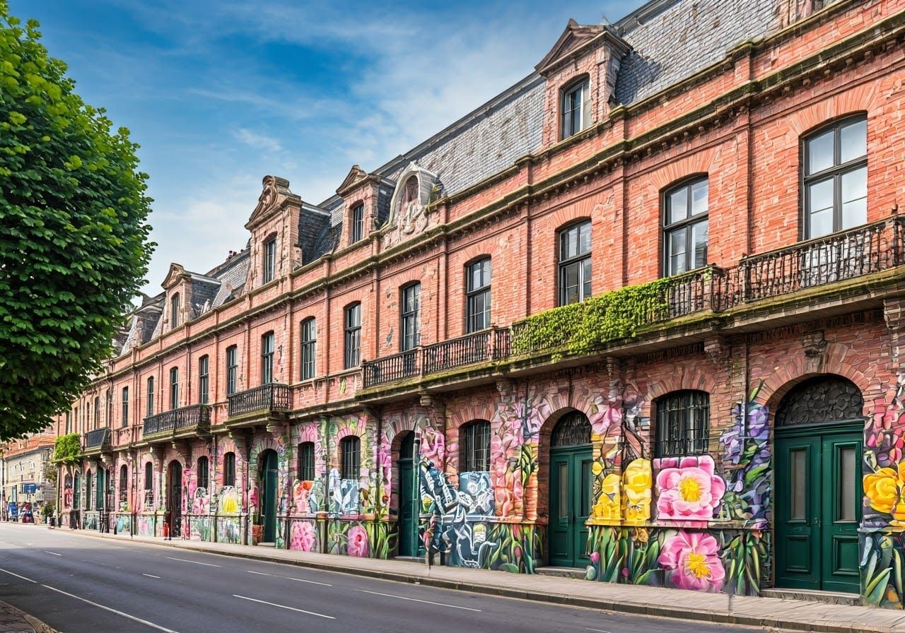 Vibrant Street Art Cityscape with Colorful Graffiti