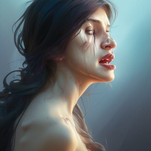 Screaming Mother Portrait in Detailed Digital Art Style