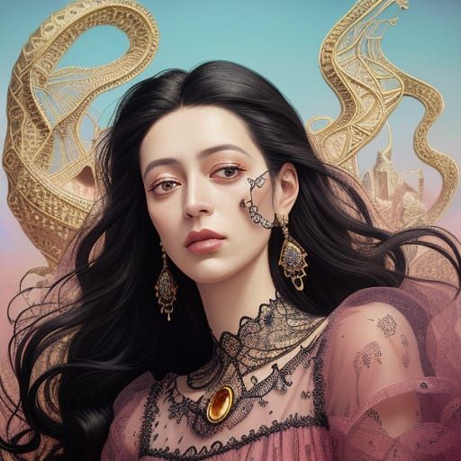 Surreal Woman in Pink Dress, Salvador Dali Style