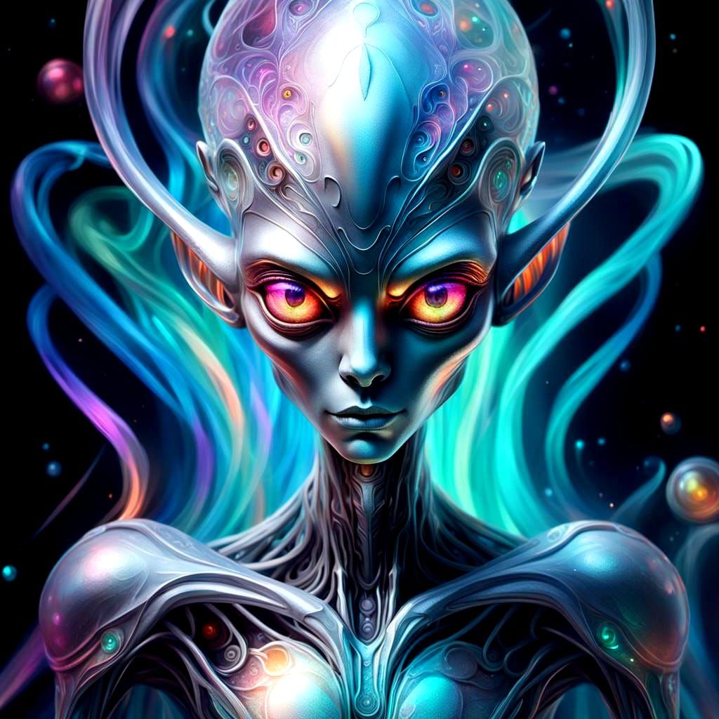 Alien with Bong: Detailed Digital Painting