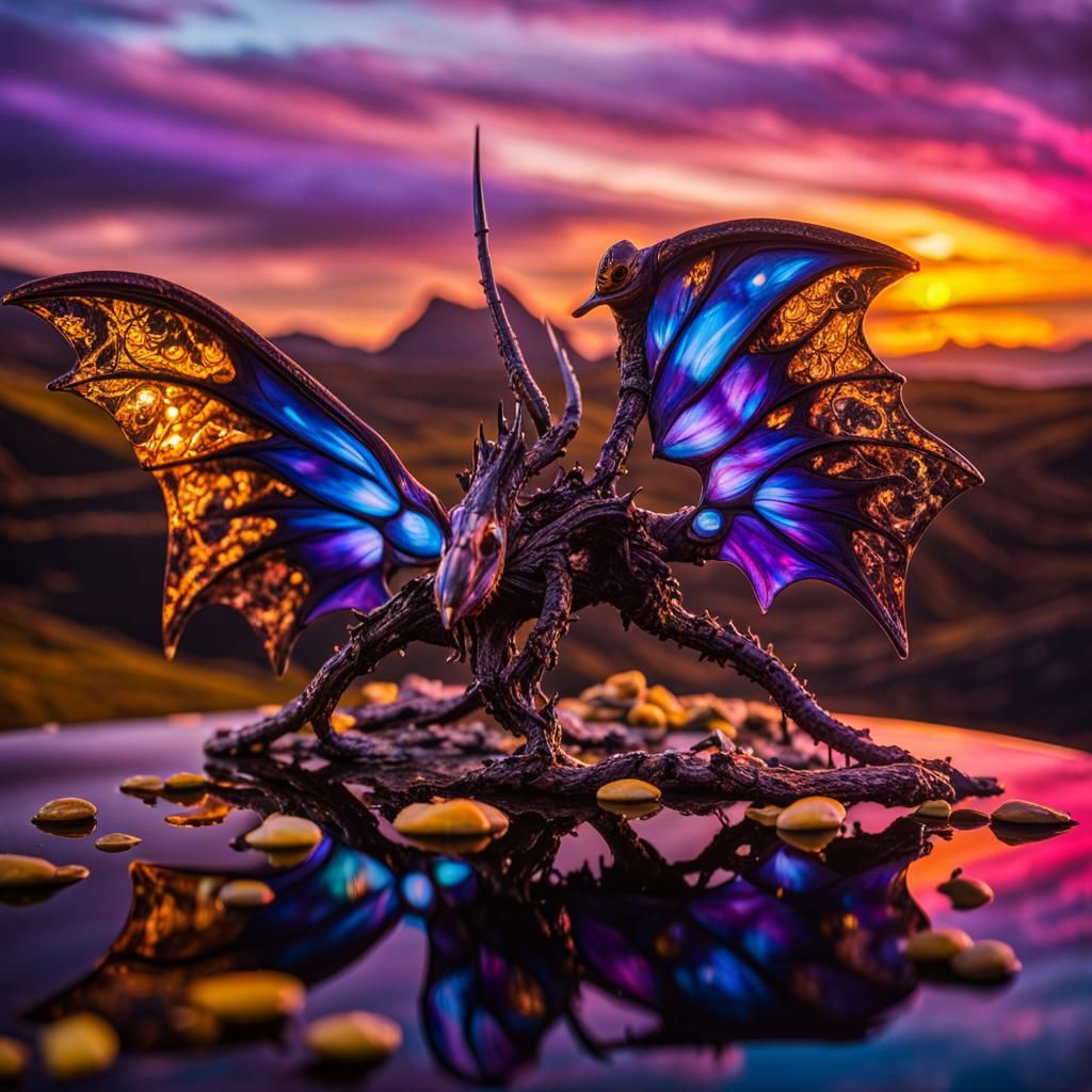 Winged Xenomorph Landscape in Baroque Gigeresque Style