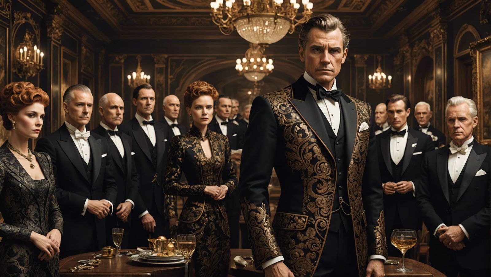 Aristocratic Man in Black and Copper Suit - 3D Render