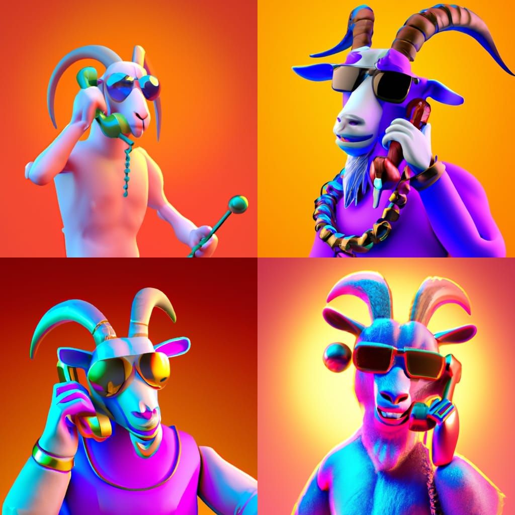 Goat in Sunglasses Talking on Phone, 3D Art