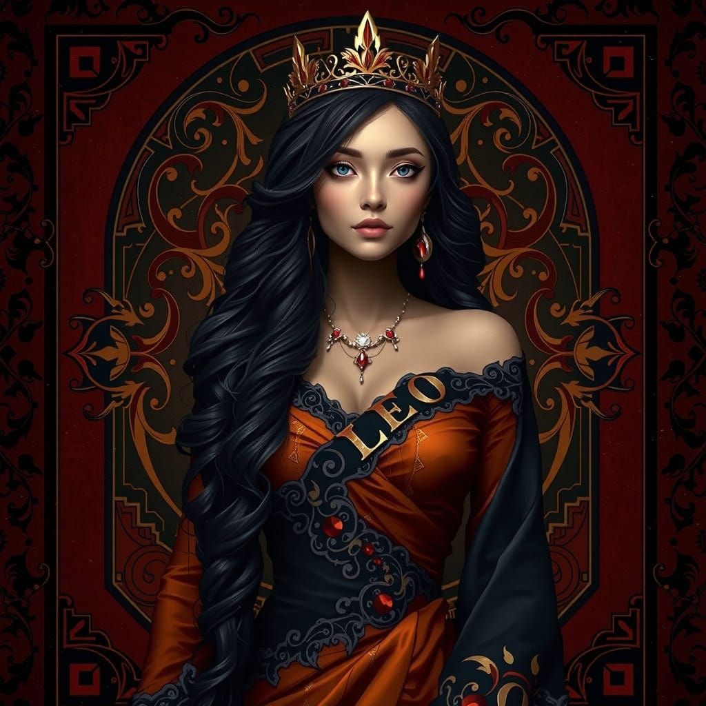 Majestic Leo Goddess in Golden Splendor