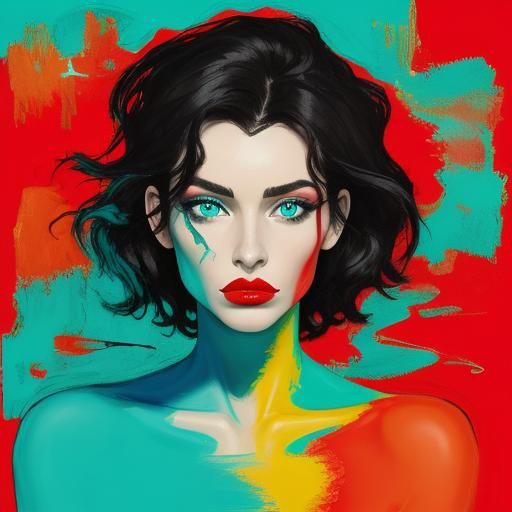 Abstract Pop Art Portrait of a Woman