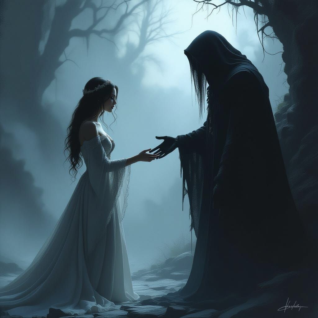 Longing Woman Reaches in the Style of Rutkowski