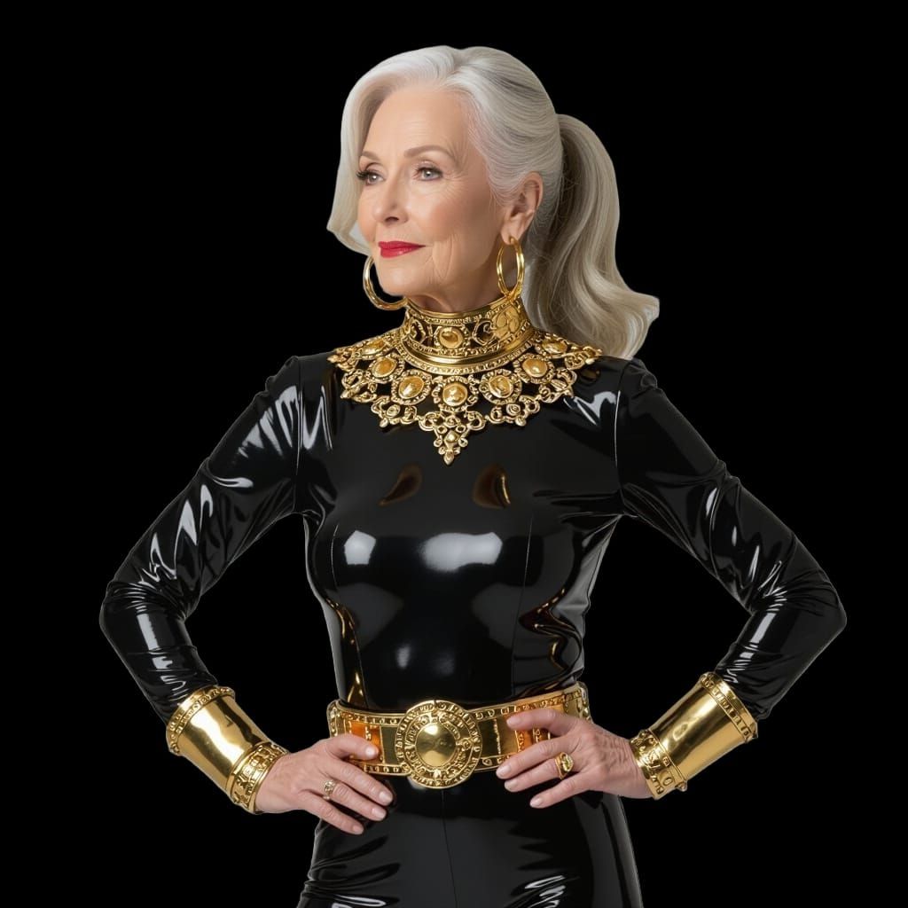 Gold Bling Collar and Cuff Set on Model