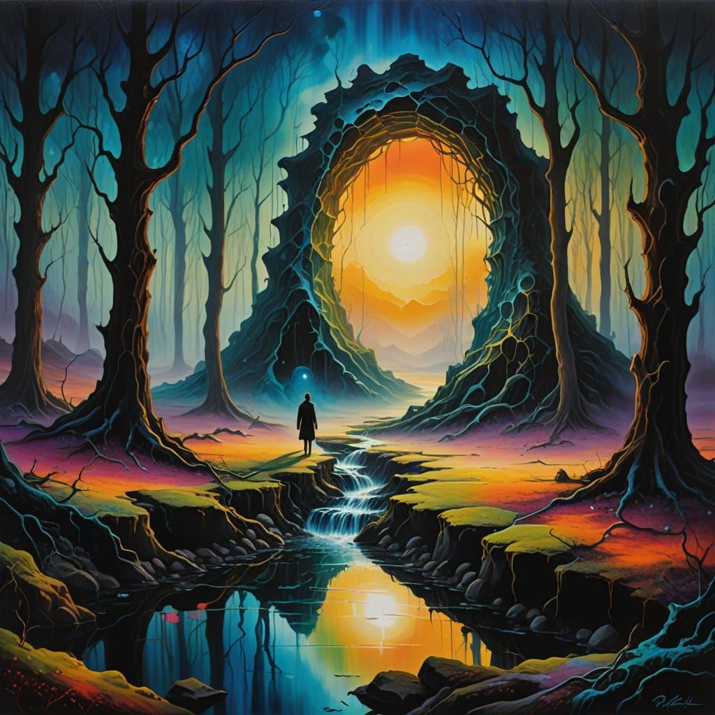 Ethereal Portal in Surreal Landscape