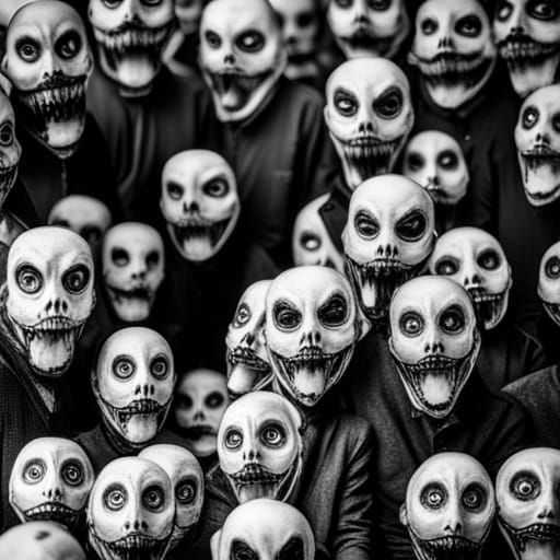 Sinister Skeletons in Noir Cat Masks