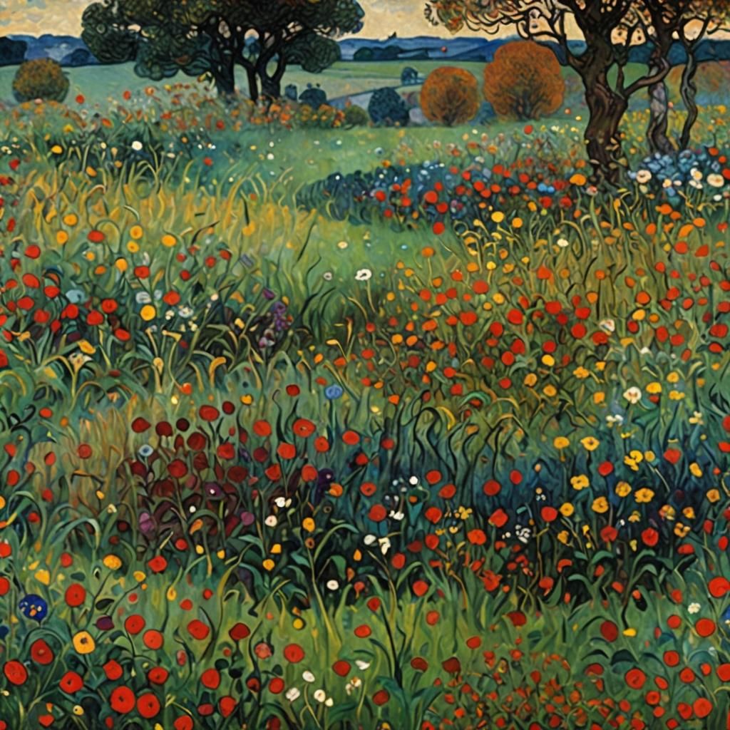 Autumn Meadow: A Colorful Impressionist Landscape