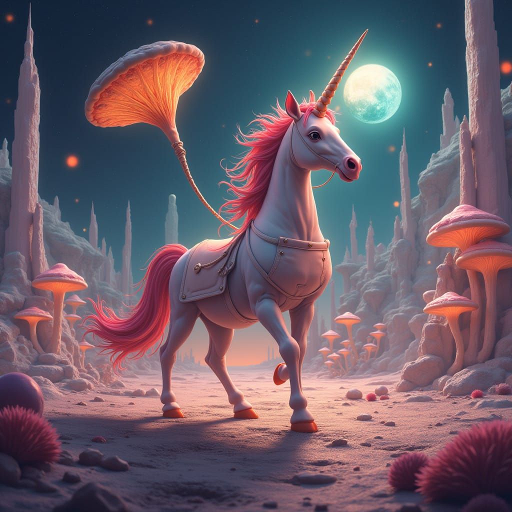 Fantasy Chef Unicorn on Lunar Surface