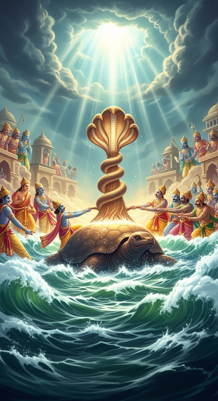 Samudra Manthan: Gods and Demons Churning the Ocean