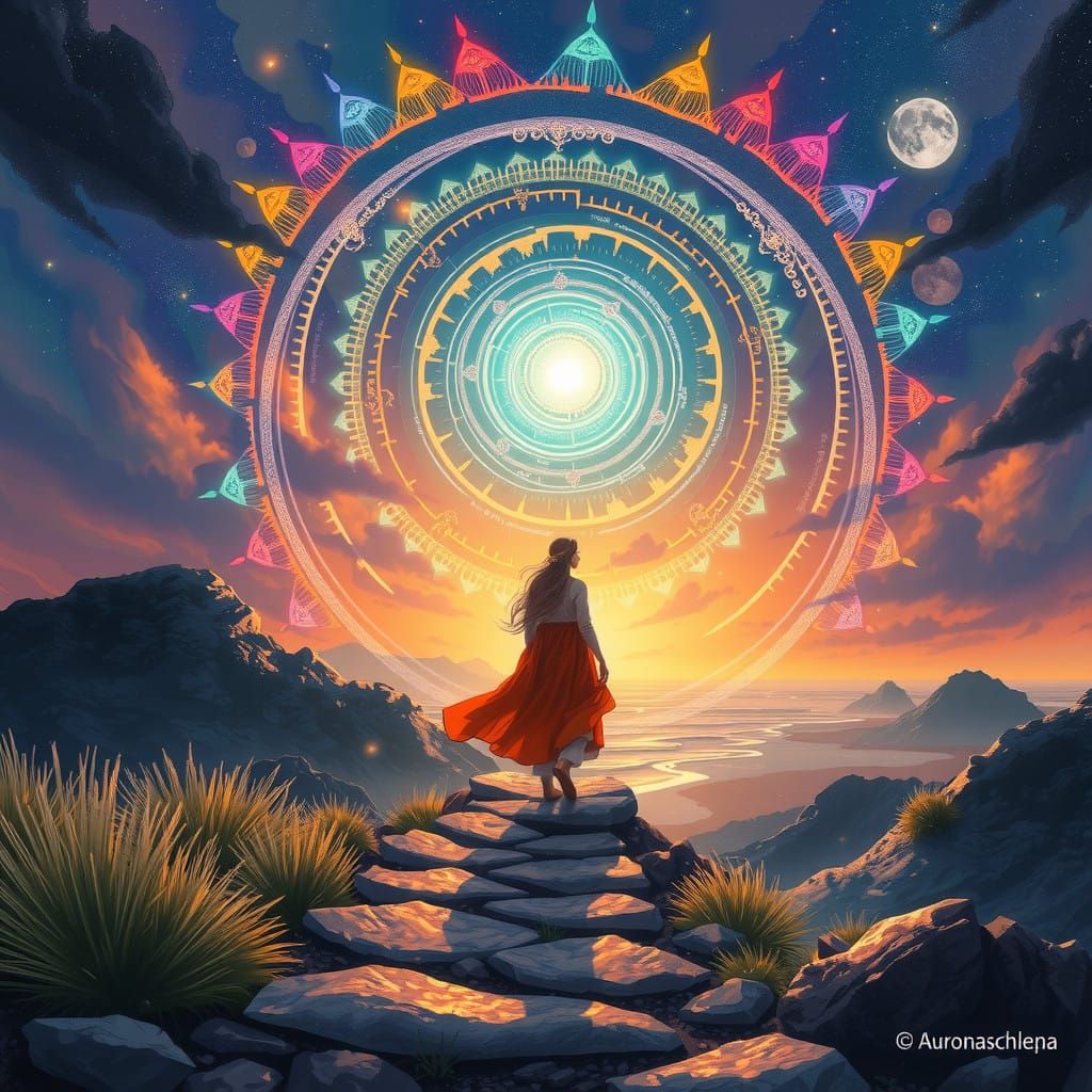 Surreal Goddess of Light Ascends through Aurorascape