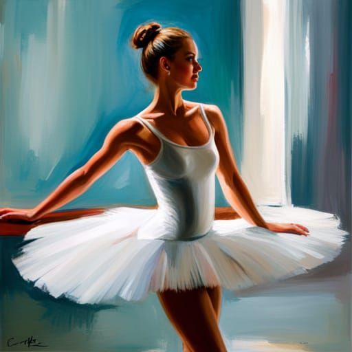 Elegant Ballet Dancer in Oil Painting Style