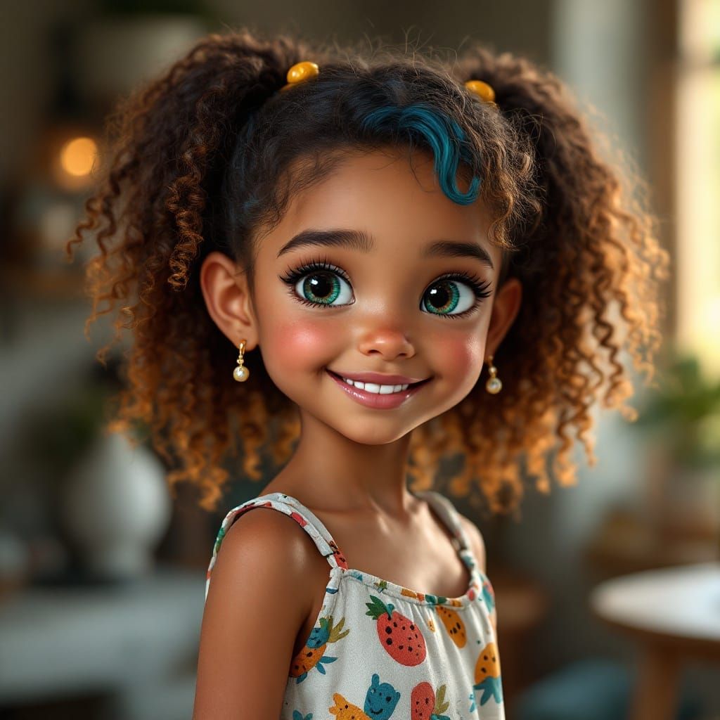 Realistic Portrait of a Young Girl with Emerald Eyes