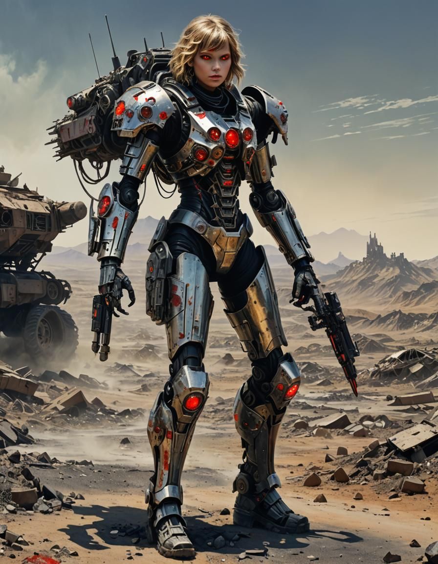 Biopunk Cyborg in Post-Apocalyptic Wasteland