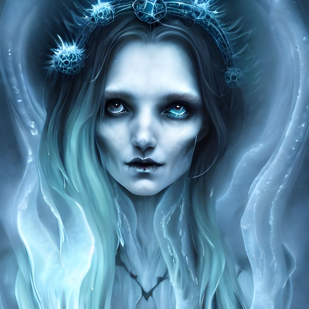 Haunting Banshee Conjuring a Spell in Icy Tones