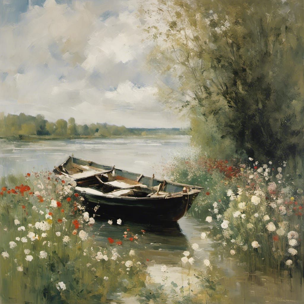 Loire River Spring: Abstract Impressionist View