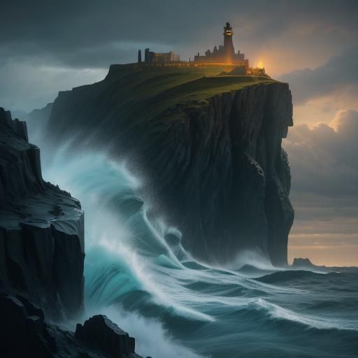 Plague Doctor Dr. Doom on Rocky Coastline