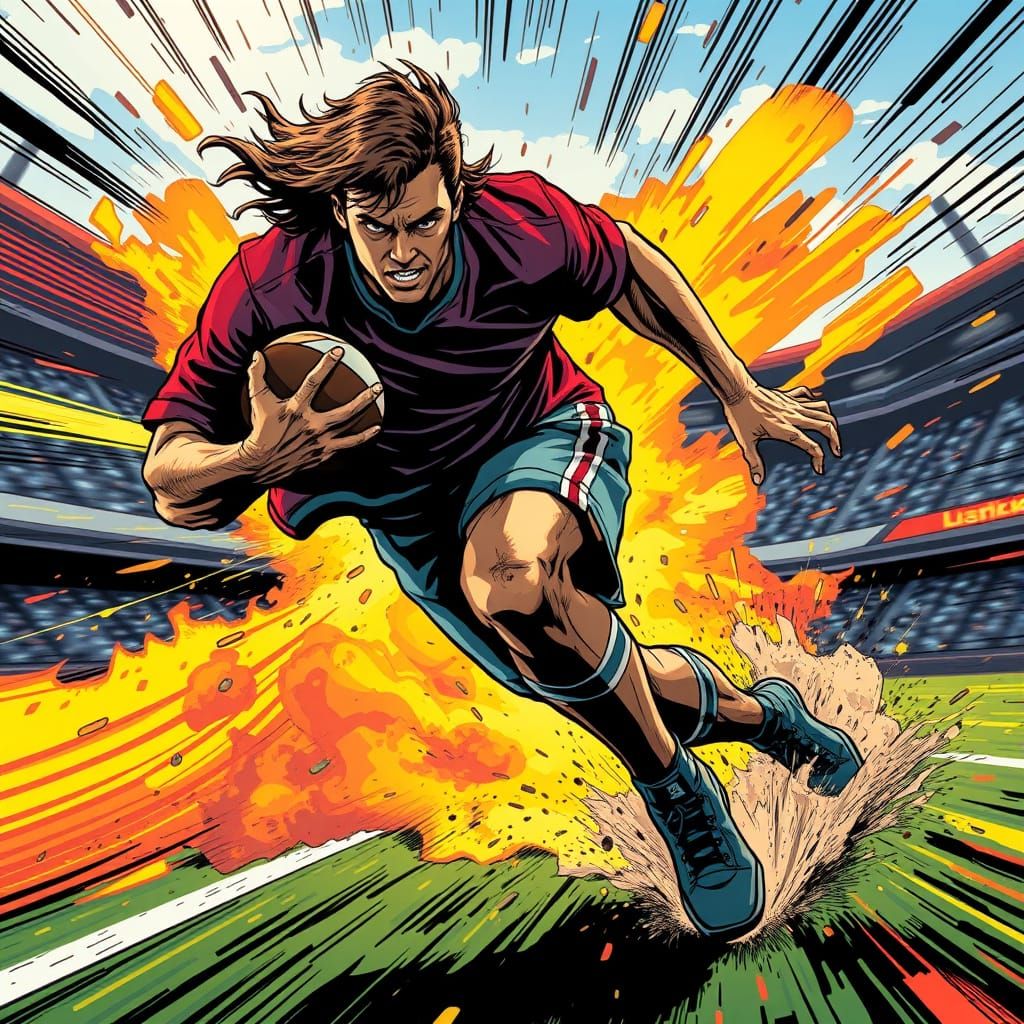 Dynamic Athlete in Action: Graphic Novel Style