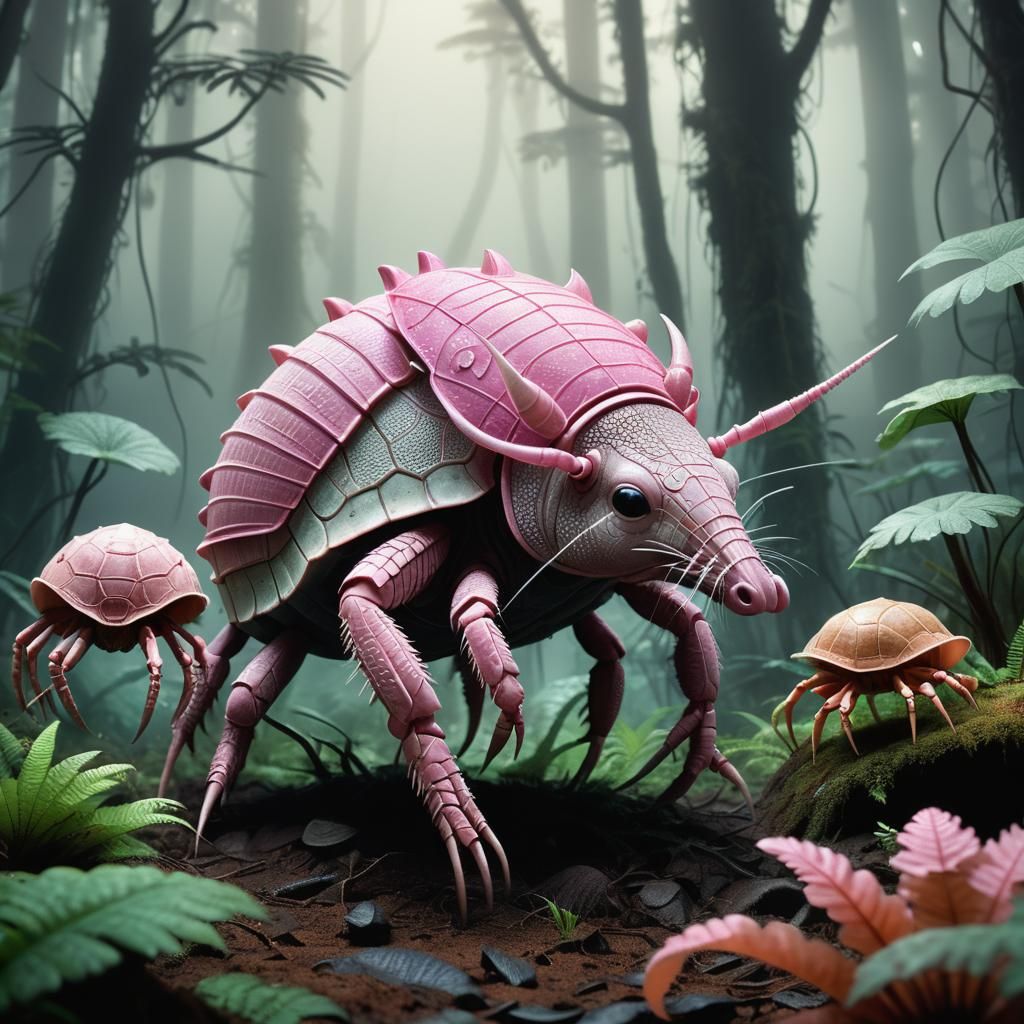 Alien Hybrid Creature in Exoplanet Forest: Biological Illust...