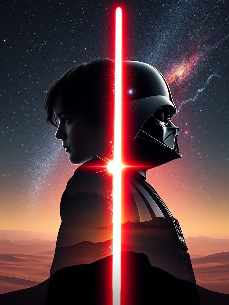 Anakin Skywalker and Darth Vader Double Exposure