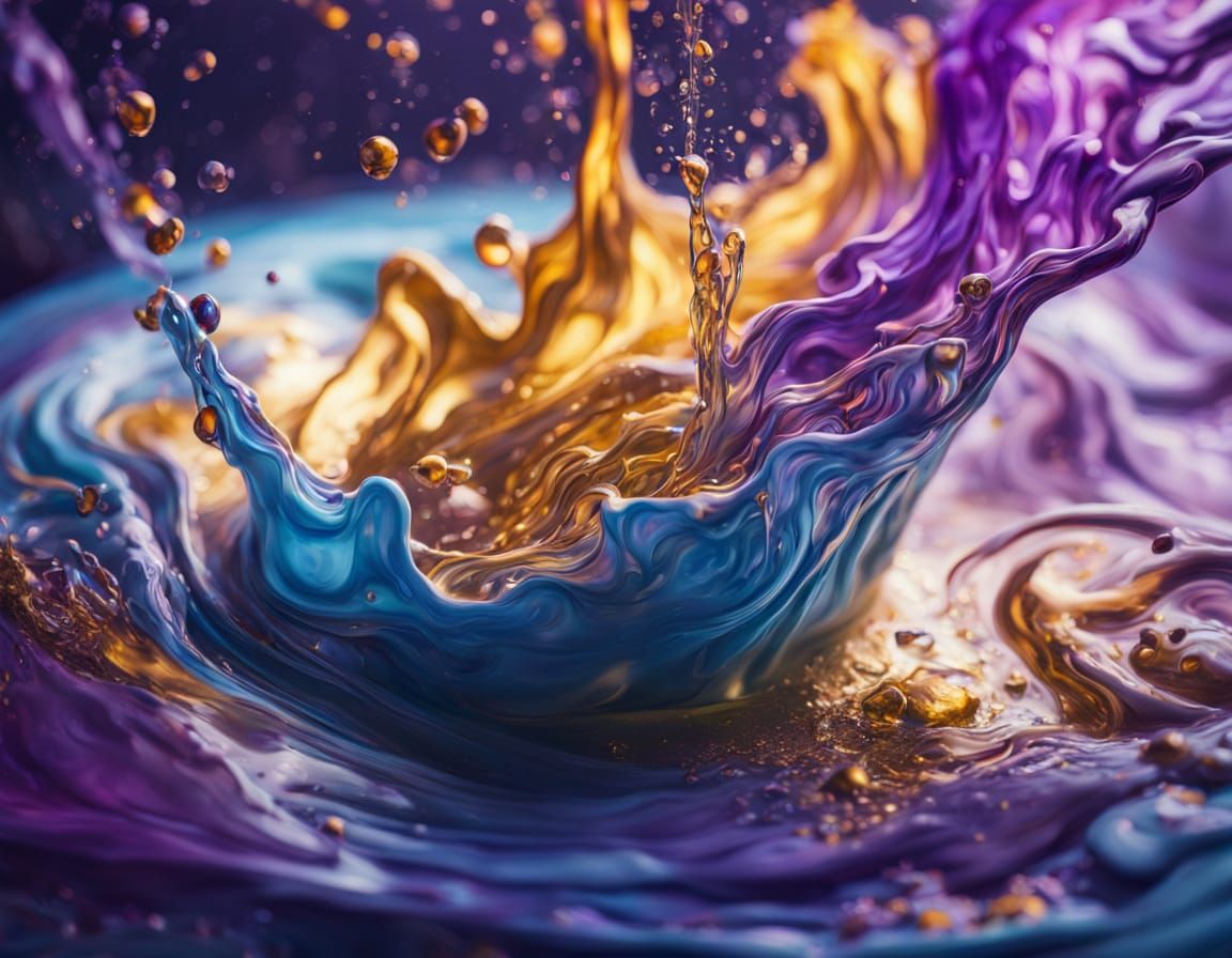 Surreal Foam Pouring from Cup in Dreamlike Oil Painting
