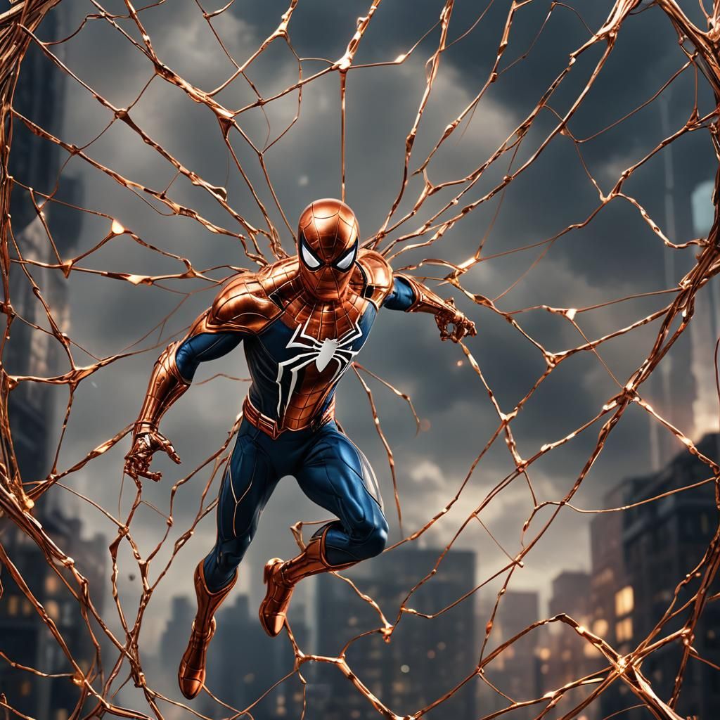 Copper Superhero with Electrical Powers: Fantasy Concept Art