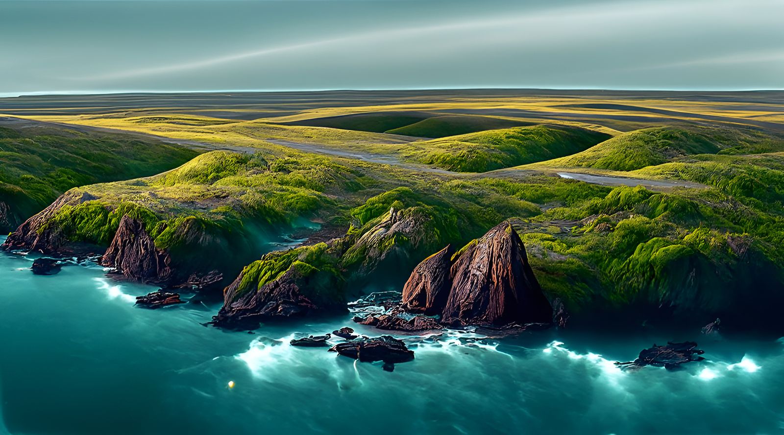 Extraterrestrial Coastline in Detailed Digital Art