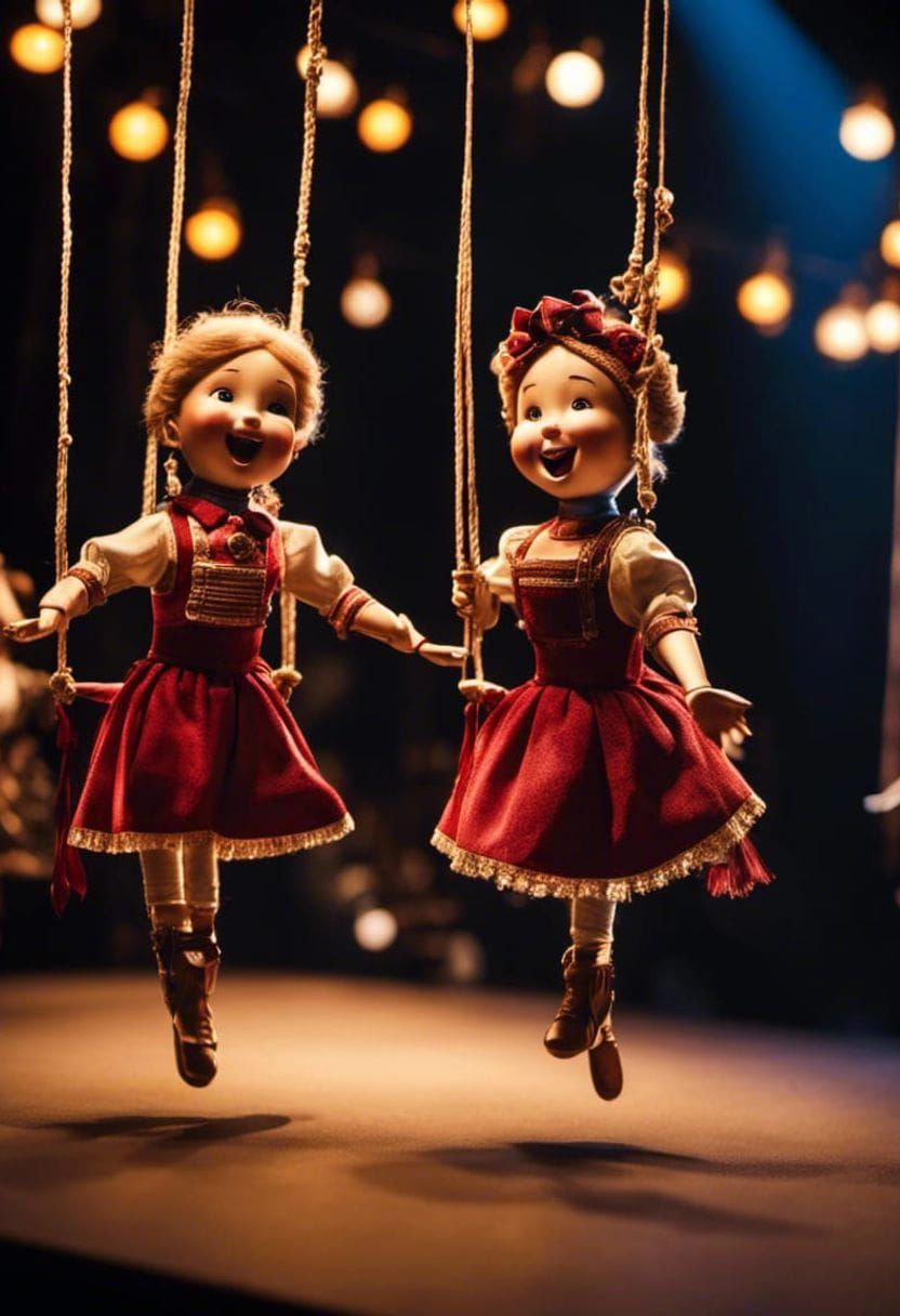 Happy Marionette Folk Dancers enjoying their time dancing
