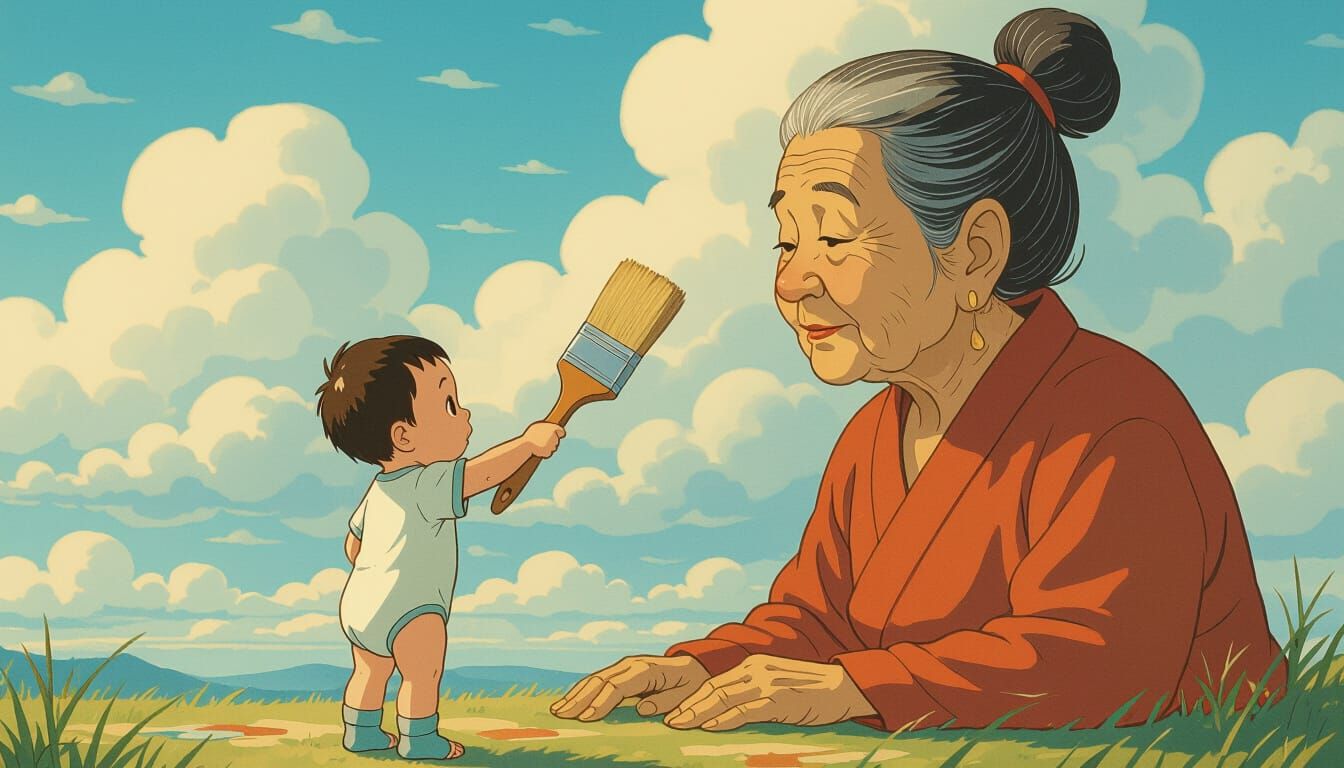 Baby Paints Mother's Portrait in the Sky