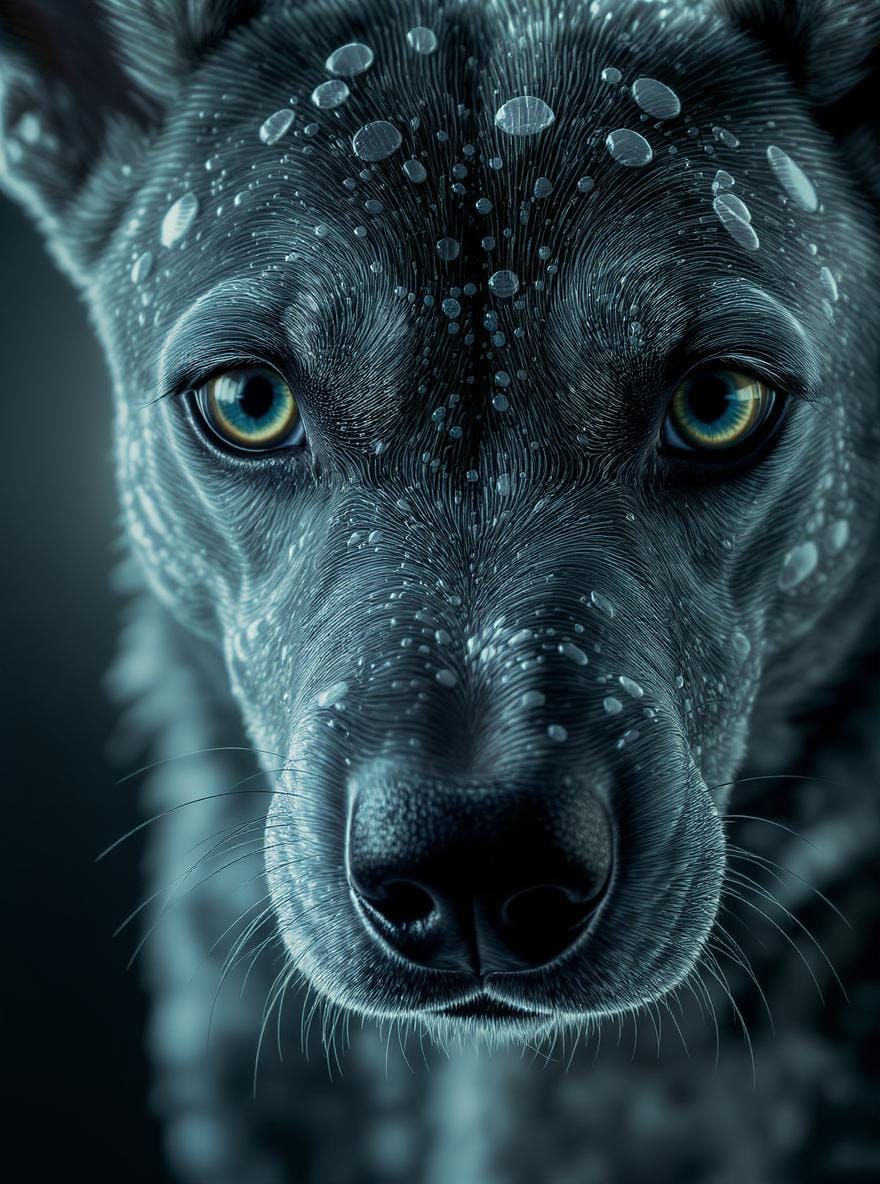 Translucent Water Dog Sniffs Camera: Hyperrealistic Digital ...