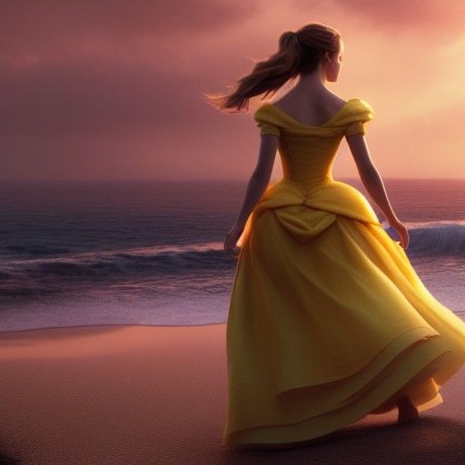 Emma Watson as Belle on a Seashell Beach