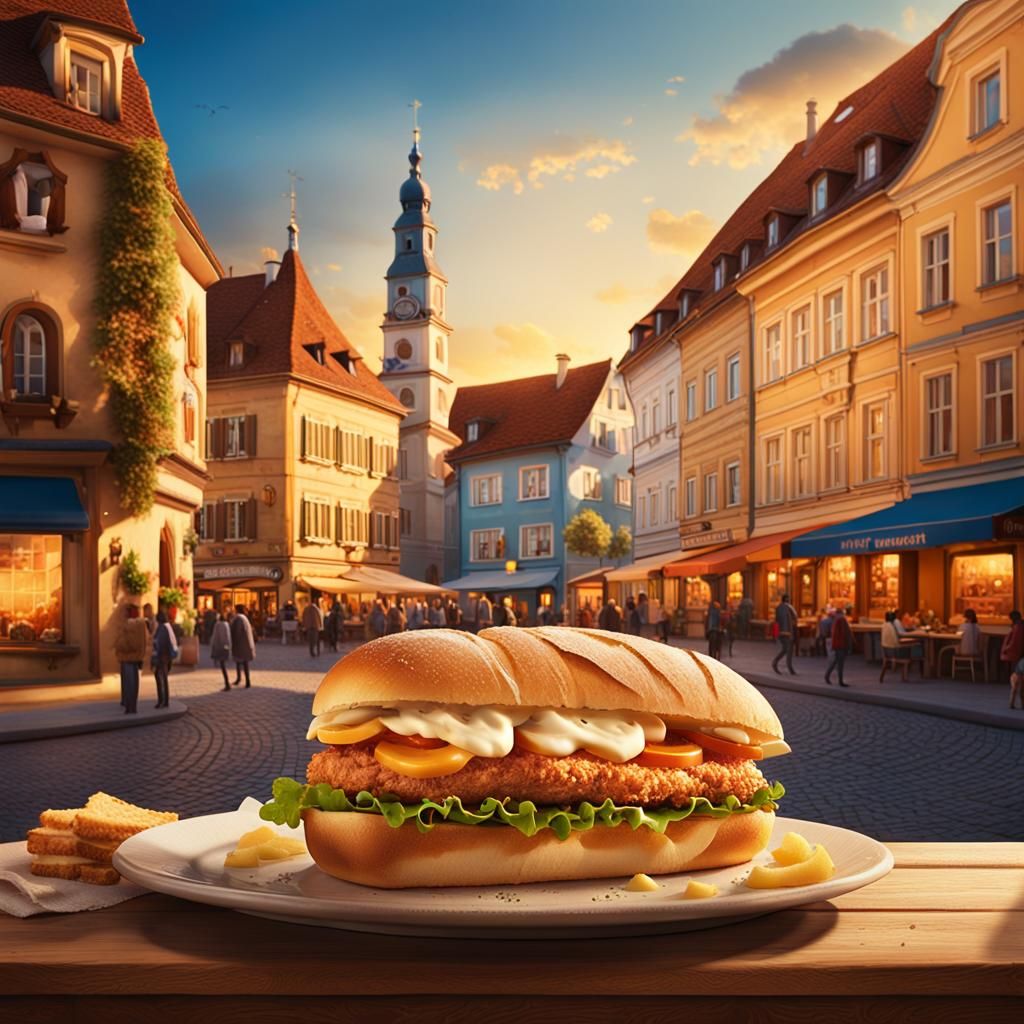 Mouth-Watering Schnitzelsemmel in Picturesque Austrian Town
